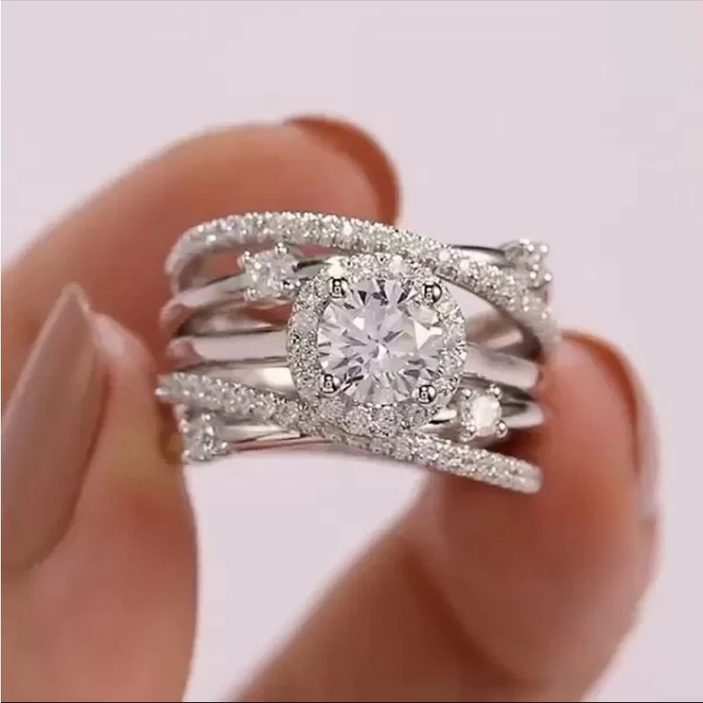 New Lovely 925 Silver Multilayers Diamond Ring 💍 - Picture 2 of 4